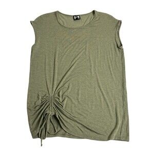 H by Bordeaux Top Womens S Green‎ Ruched Sleeveless Oversized Boxy Chic Casual